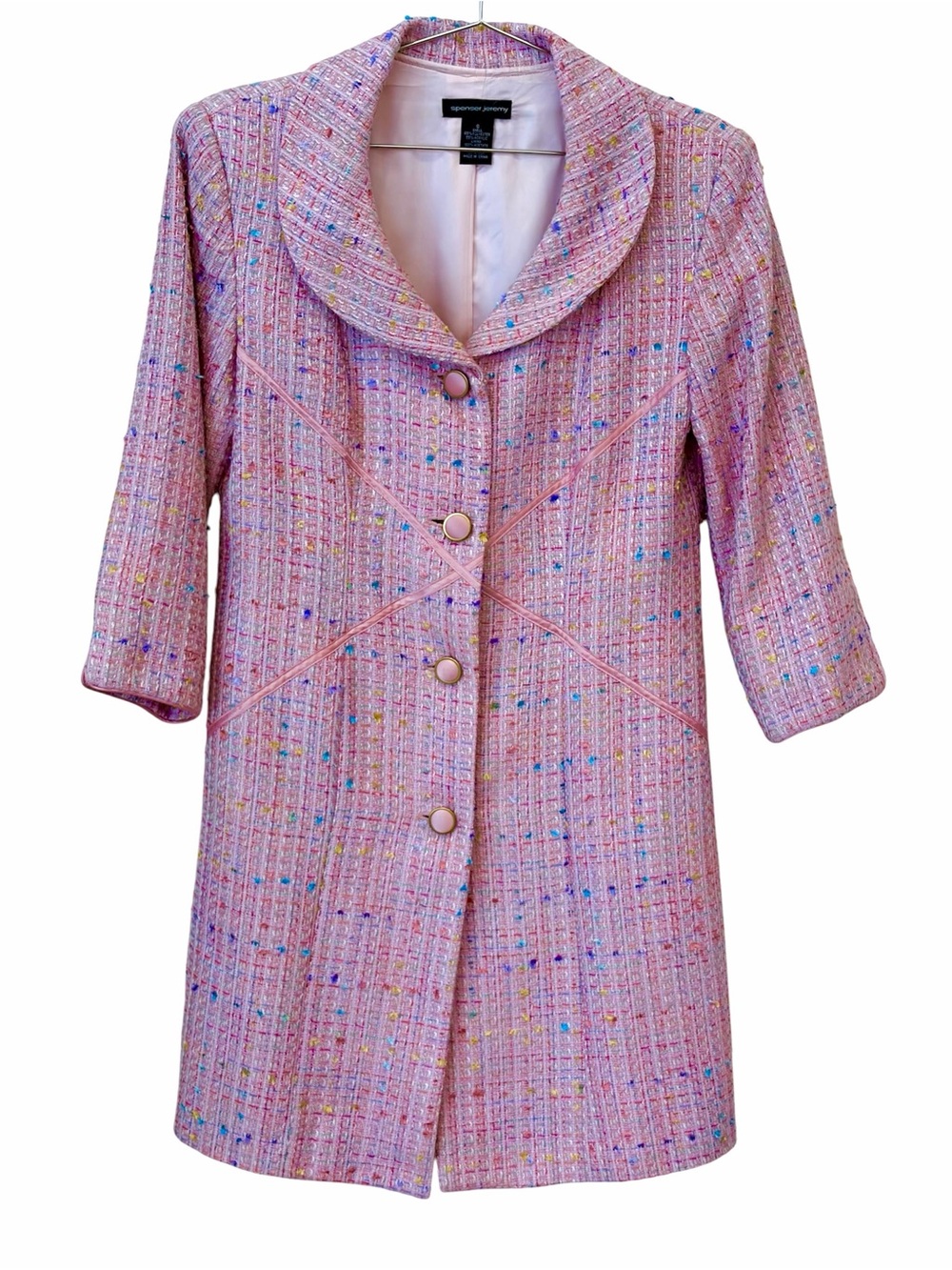 Spenser Jeremy Pink Tweed Shawl Collar Coat